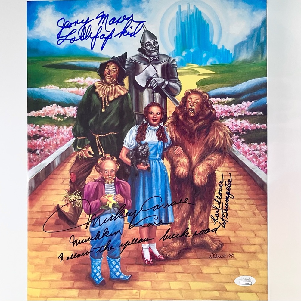 WIZARD OF OZ Signed 11x14 Print / 3 MUNCHKIN AUTOGRAPHS / Maren, Slover, Carroll